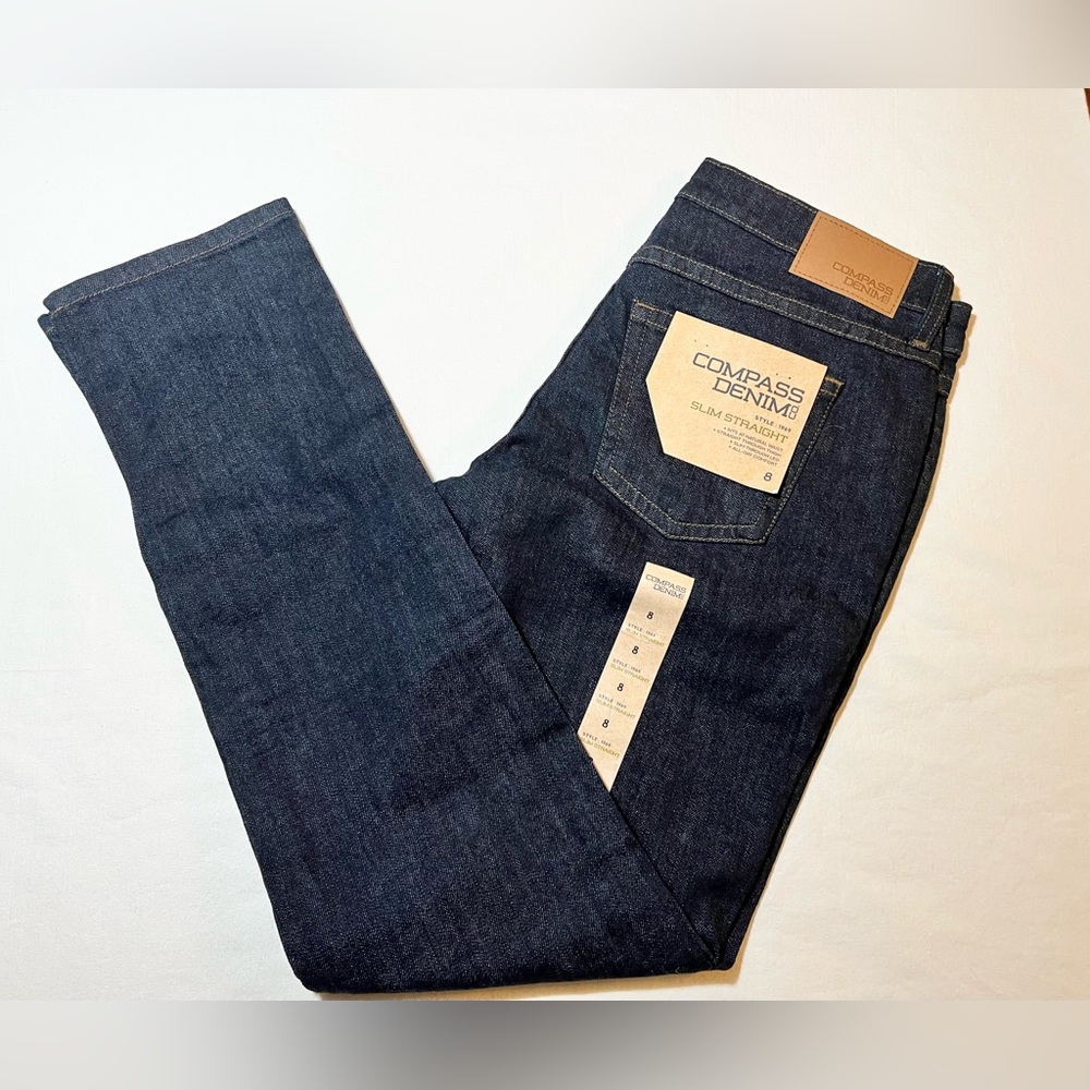 Compass Denim slim straight dark wash jeans size 8 R